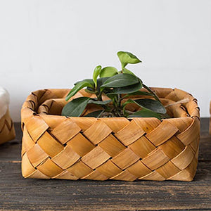 Practical Wooden Braided Storage Basket