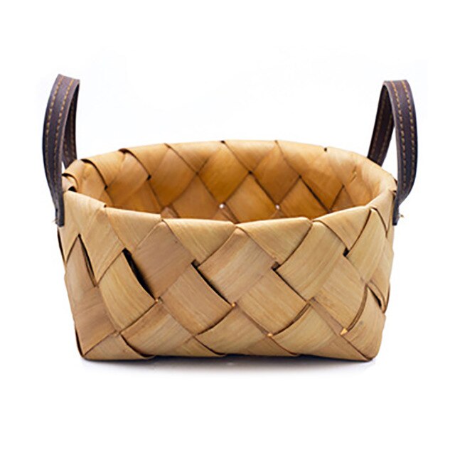 Practical Wooden Braided Storage Basket